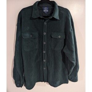 Sierra Blue Fleece Button Up Shirt Size XL Long Sleeve Green Vintage